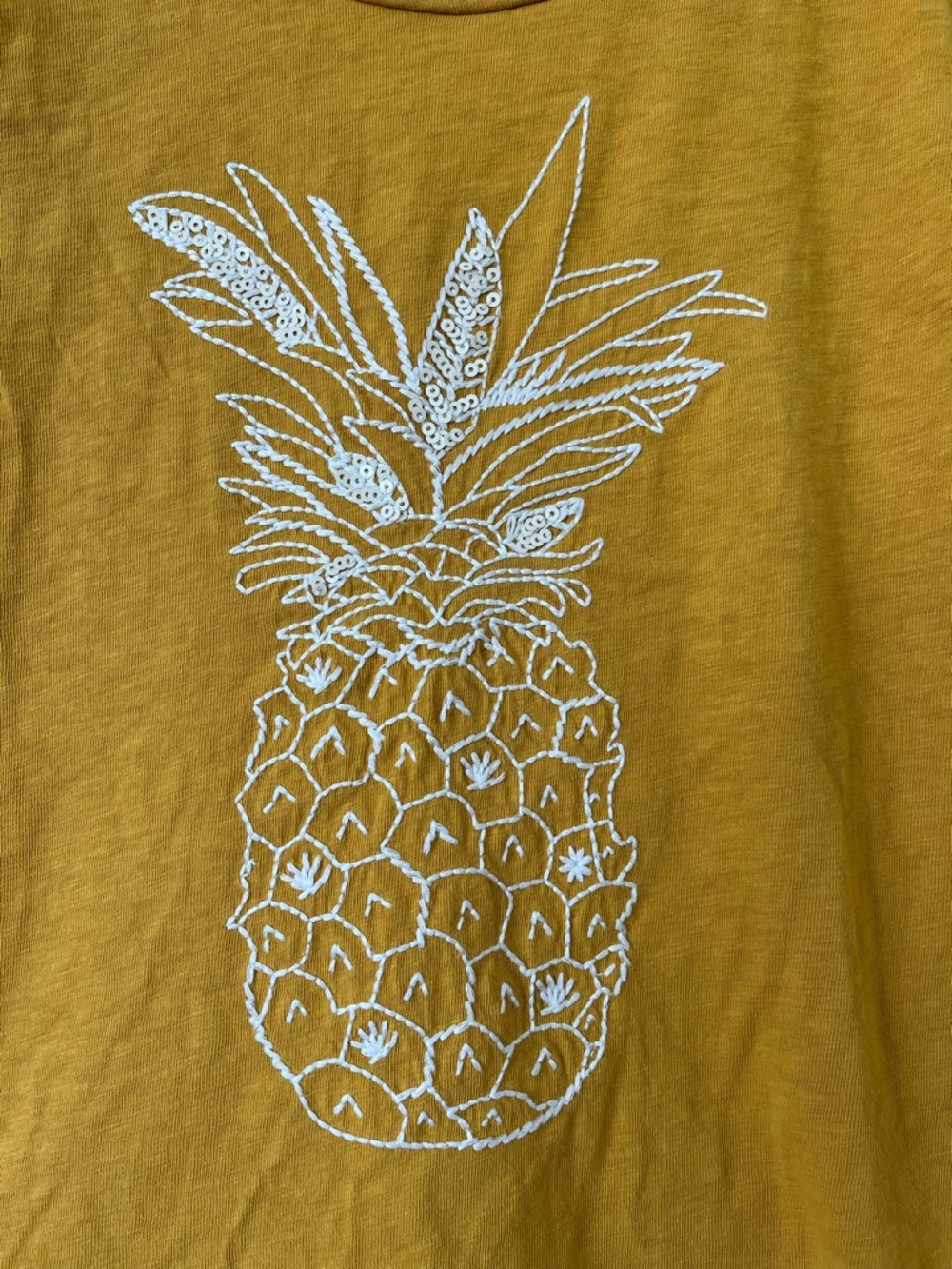 J. Crew Collector t-shirt mustard green with pineapple, size XS - Picture 2 of 6